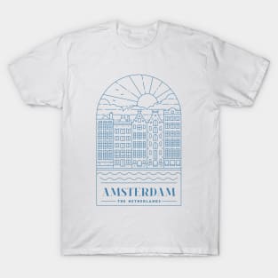 Amsterdam, The Netherlands Monoline - Navy T-Shirt